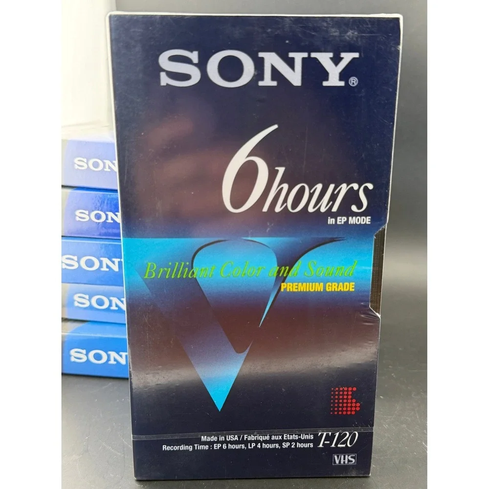 Blank VHS Tapes Lot of 9-Sony, Maxell, TDK, T120, 6 Hr Premium Grade, Sealed